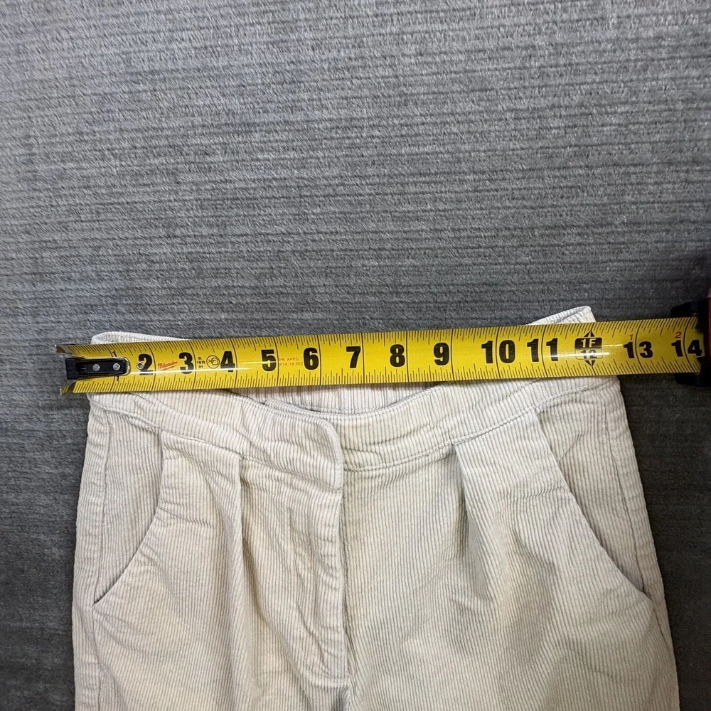 Rhythm Corduroy Pants Womens XS Pleated Front High Waist Off White Straight Leg‎